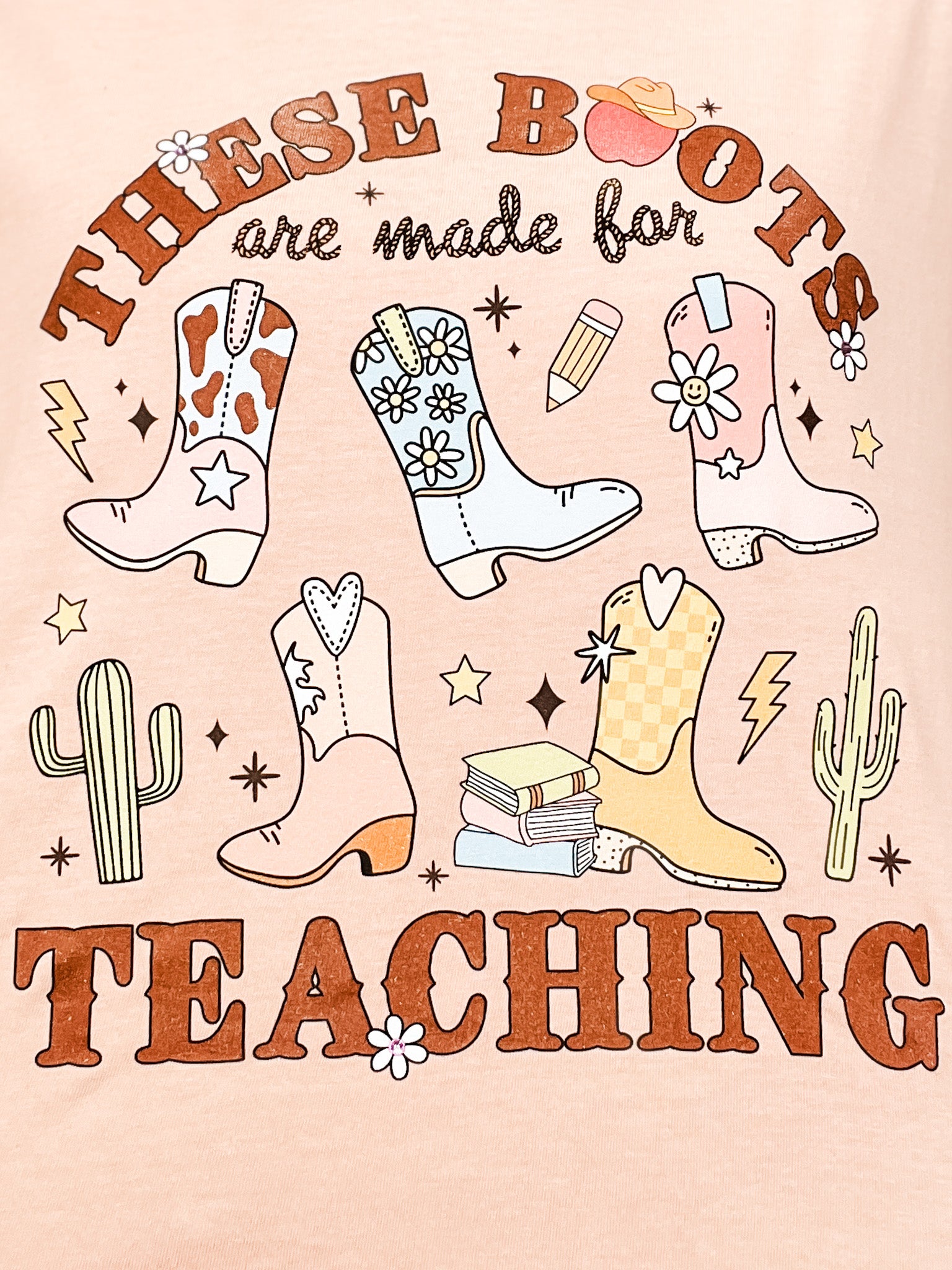These Boots Are Made For Teaching Rhinestone Graphic Tee