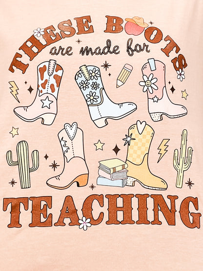 These Boots Are Made For Teaching Rhinestone Graphic Tee