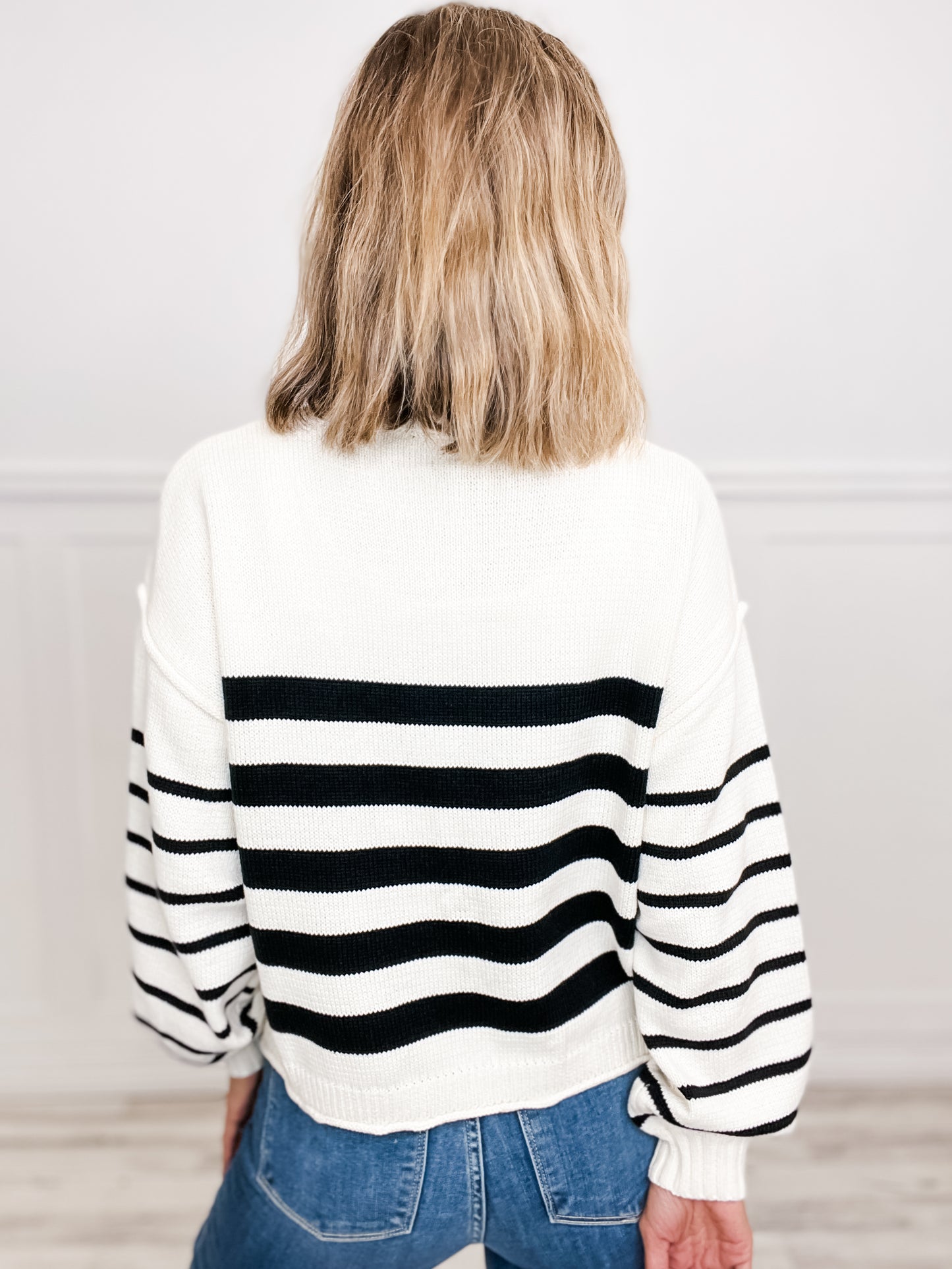 Striped Roll Neck Long Sleeve Sweater