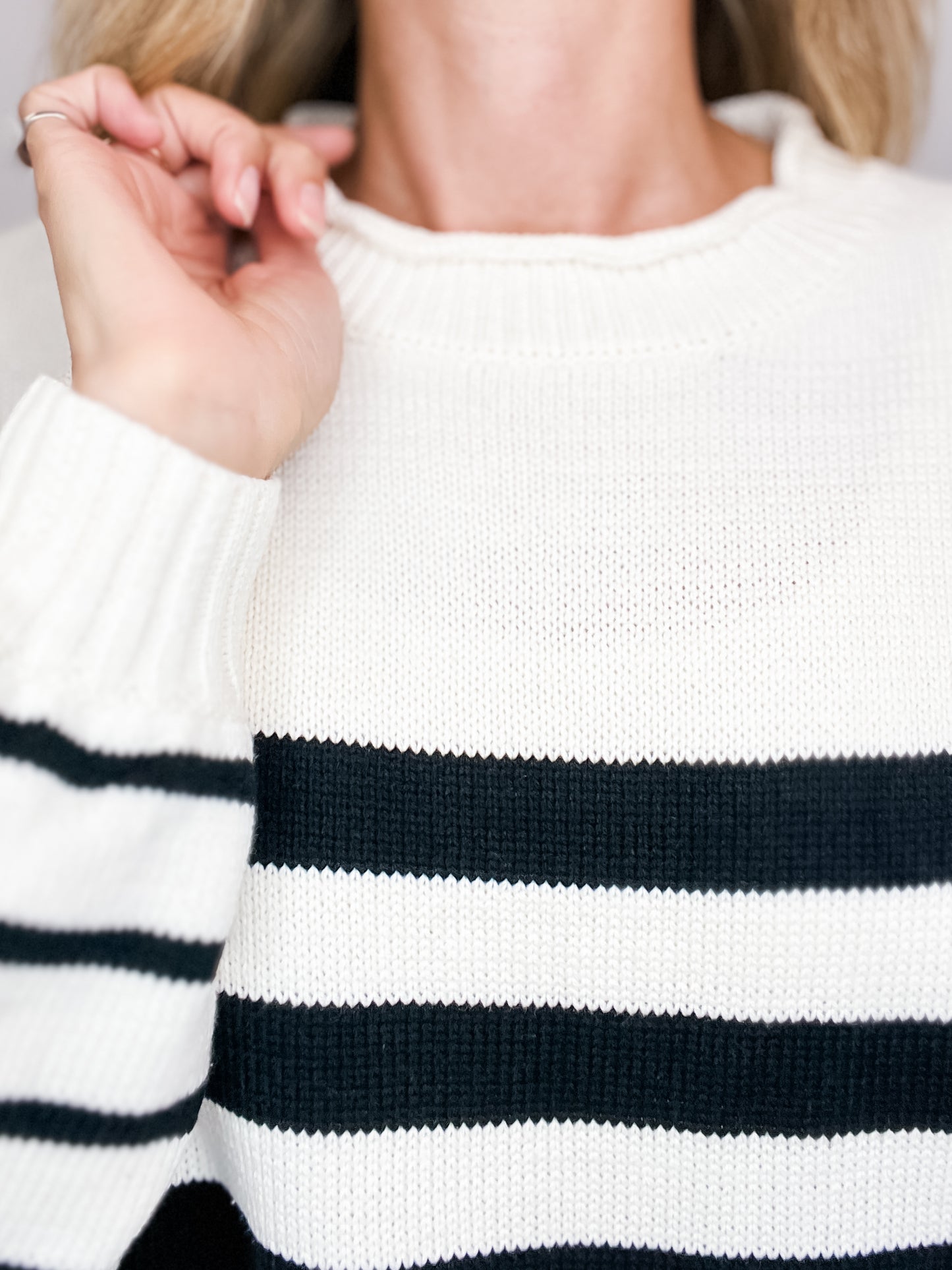 Striped Roll Neck Long Sleeve Sweater