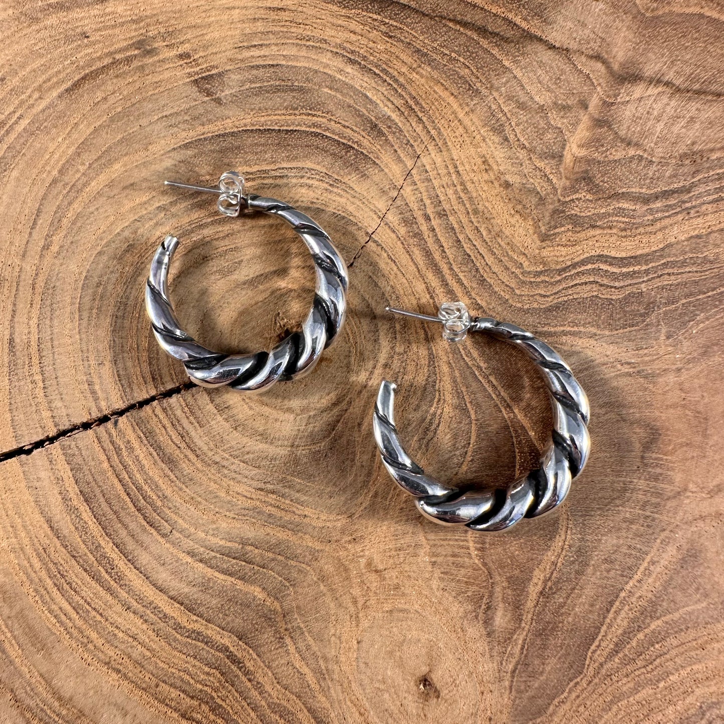 90's Cable Rope Hoop Earrings