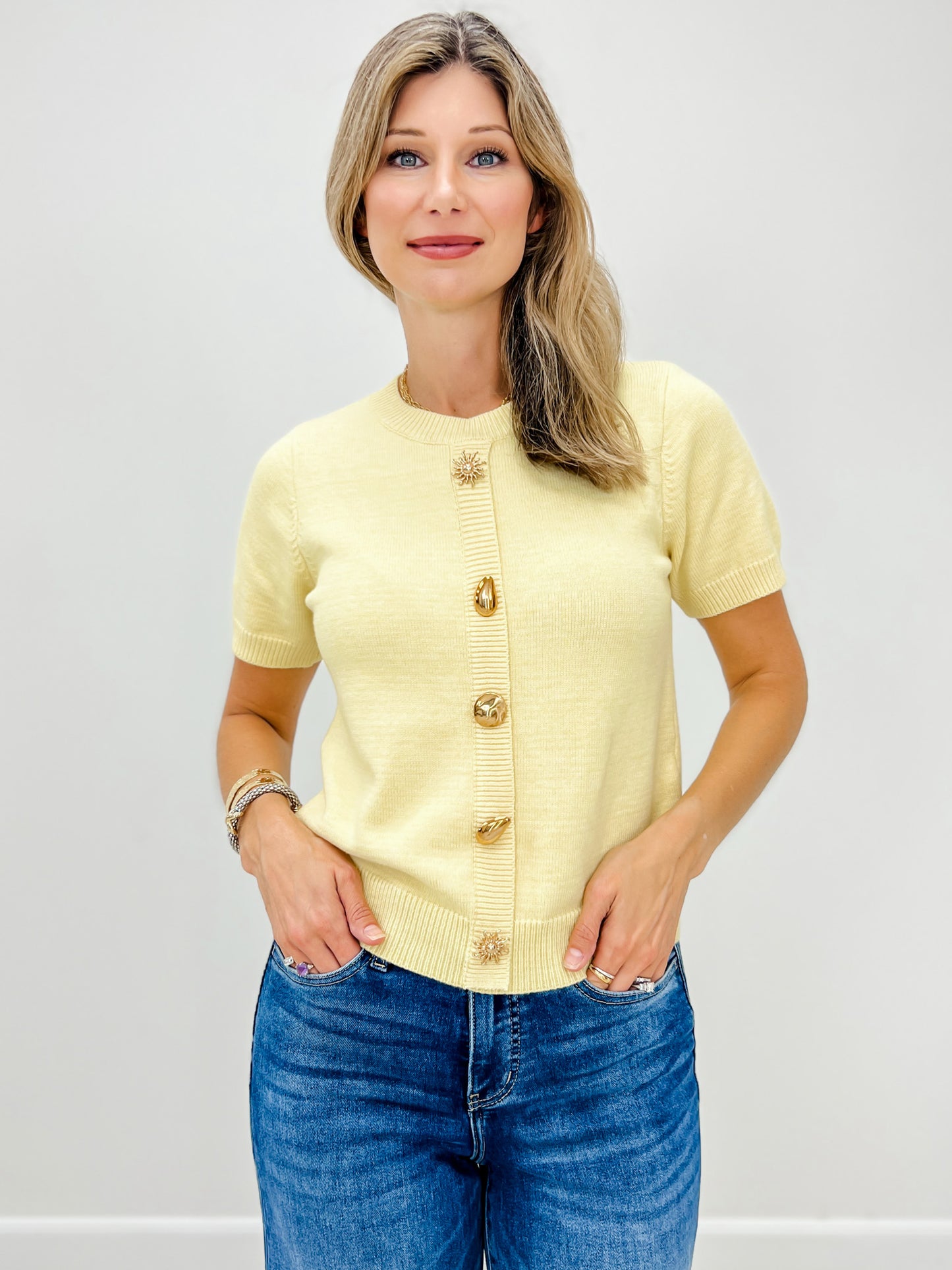 Decorative Button Soft Knit Sweater