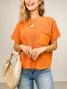 Short Sleeve Sweater Top with Side Pocket