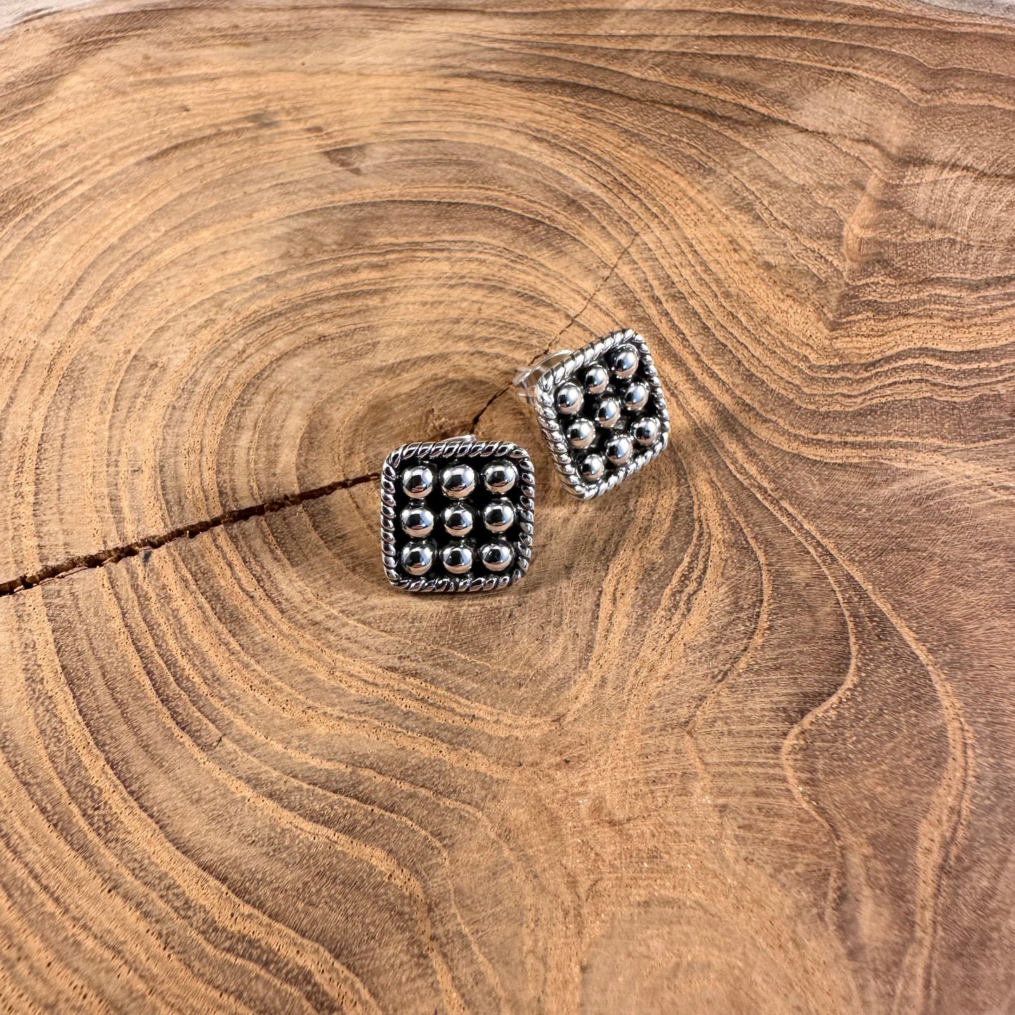 Square Ball Oxidized Post Earrings or Necklace