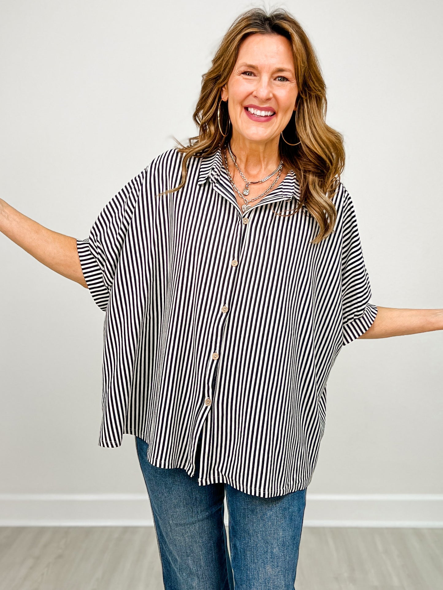 Oversized Stripe Button Down Shirt GRP A