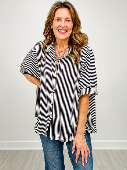 Oversized Stripe Button Down Shirt GRP A
