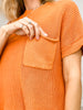Short Sleeve Sweater Top with Side Pocket