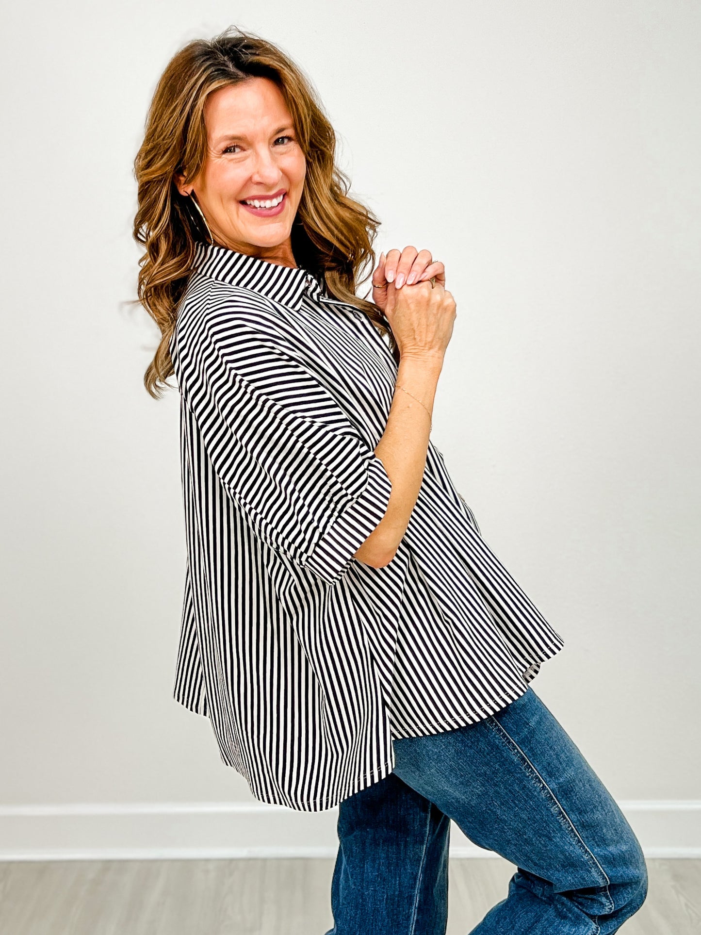 Oversized Stripe Button Down Shirt GRP A