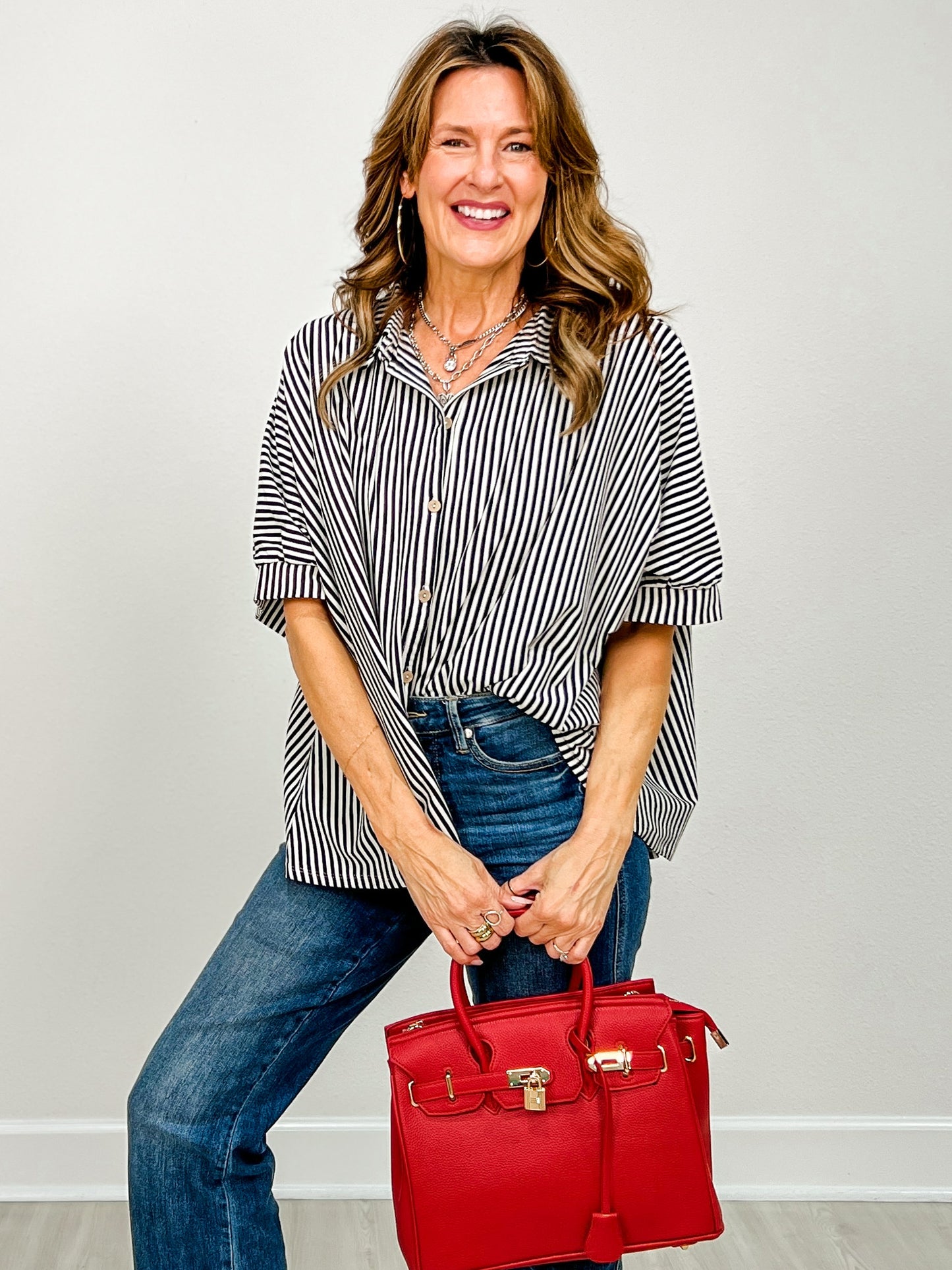 Oversized Stripe Button Down Shirt GRP A