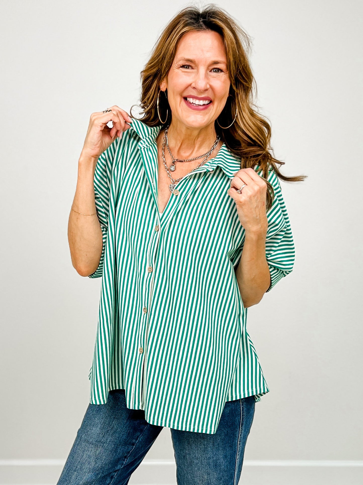 Oversized Stripe Button Down Shirt GRP A