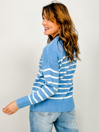 Soft Striped Crewneck Knit Sweater
