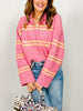 V-Neck collar Stripe Sweater
