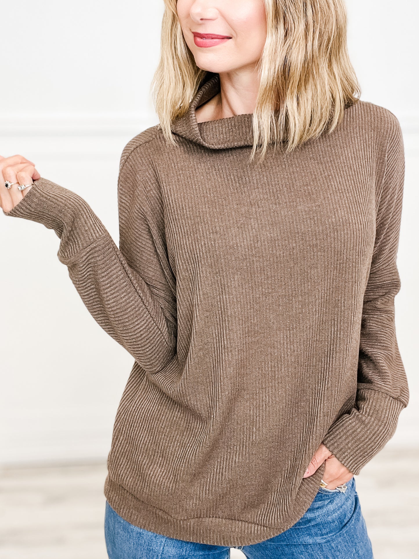 Draped Neckline Dolman Sleeve Sweater Top - Group B