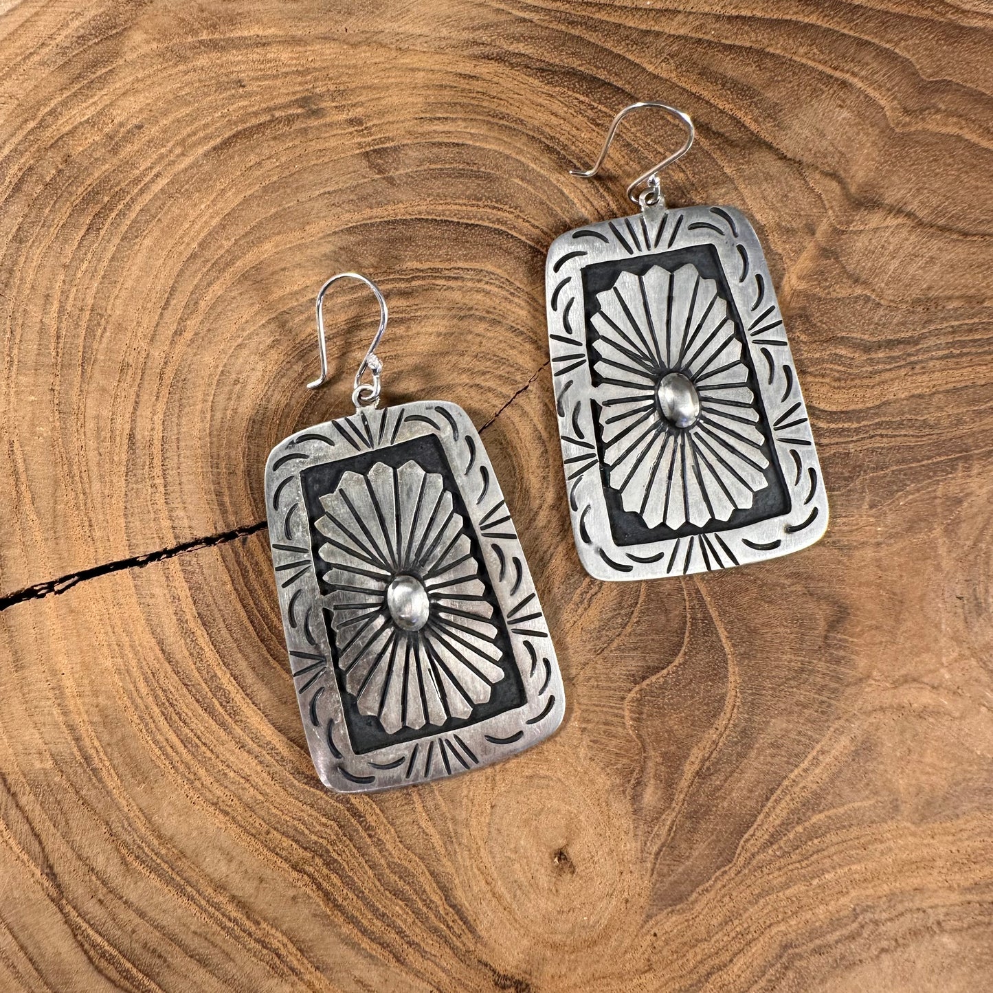 Stamped Matte Flower Earring