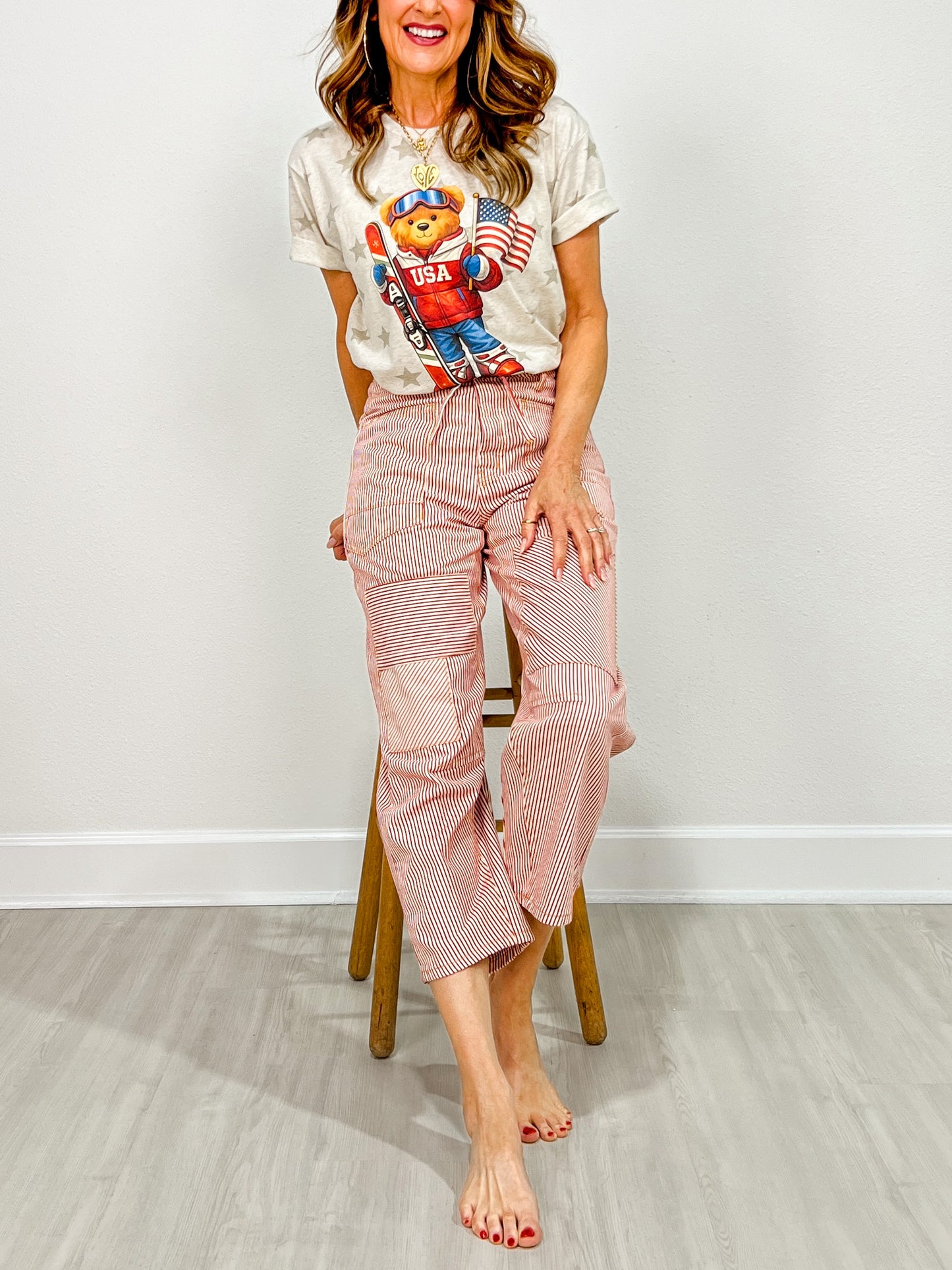 USA Winter Sports Bear Graphic Top