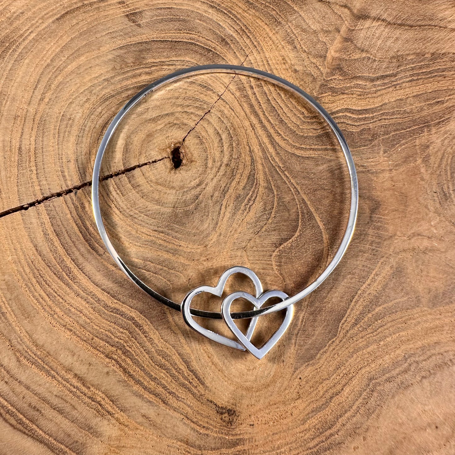 Double Heart Bangle