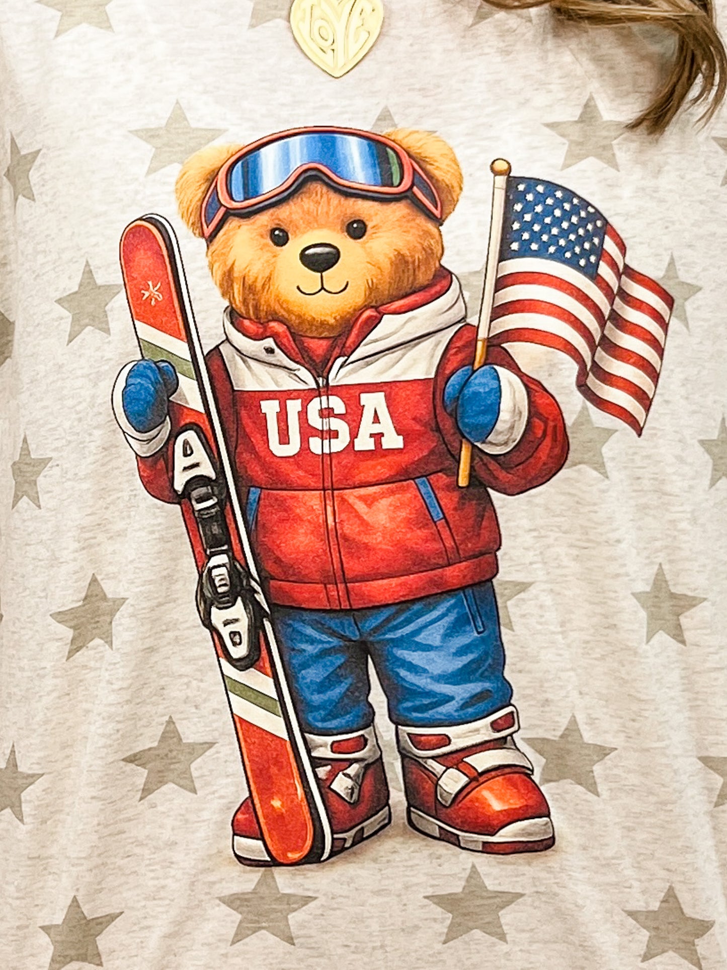 USA Winter Sports Bear Graphic Top