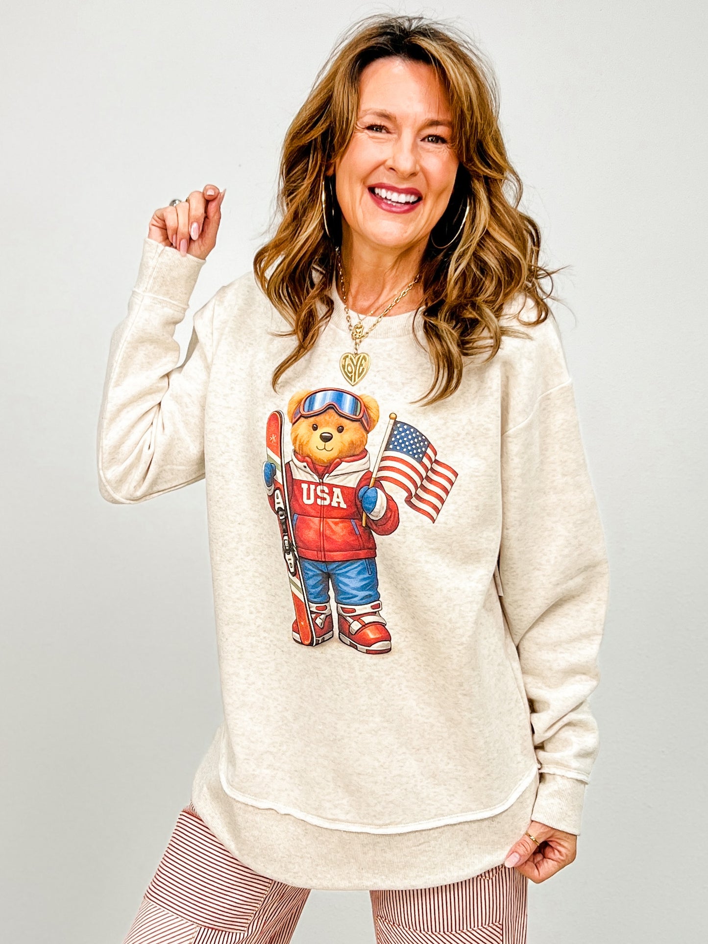 USA Winter Sports Bear Graphic Top