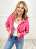 Stormy Vintage Wash Fleece Cropped Zip-Up Hoodie with Pockets-SET A