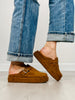Corkys Holidaze Round Toe Mules in TOBACCO FAUX SUEDE