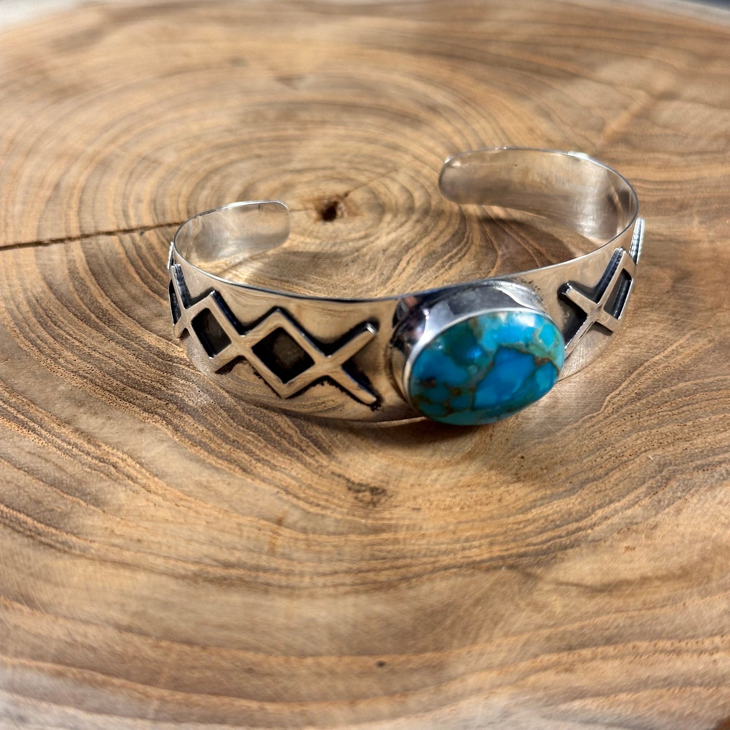 Sterling Silver and Turquoise Oval Cuff