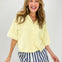 Raw Edge Short Sleeve Button Down Boxy Cardigan