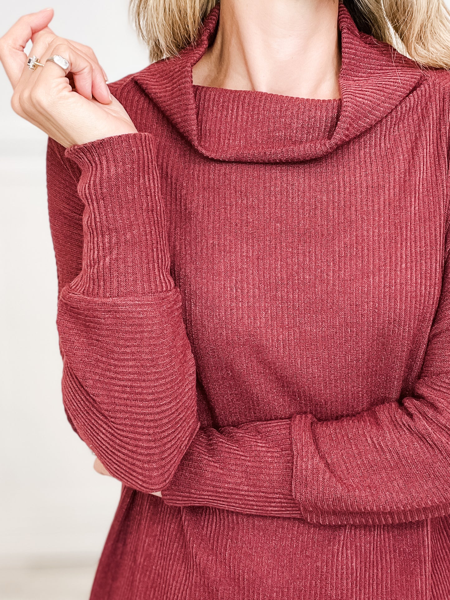 Draped Neckline Dolman Sleeve Sweater Top - Group A