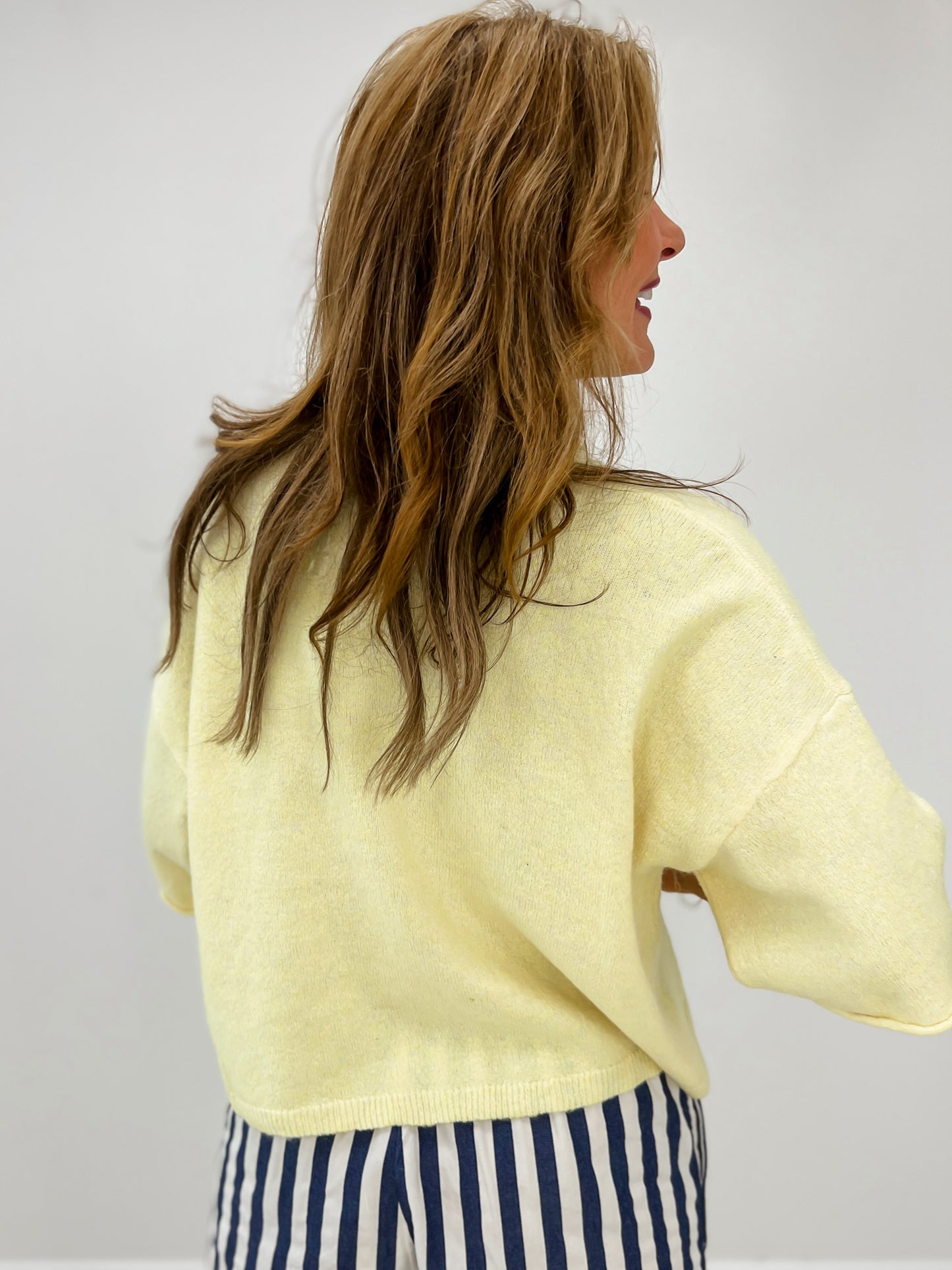 Raw Edge Short Sleeve Button Down Boxy Cardigan