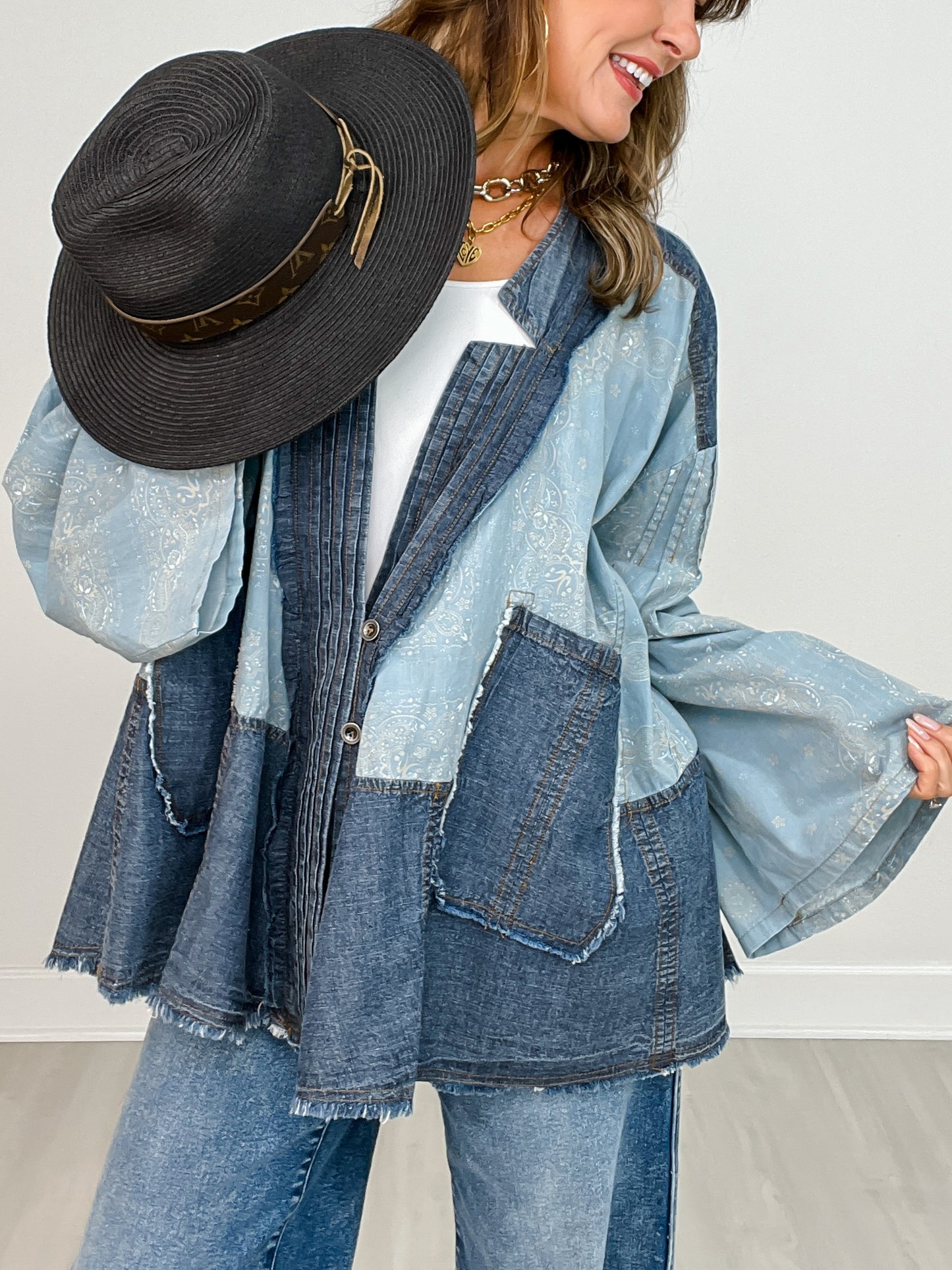 Long Sleeve Over Sized Vintage Wash Jacket