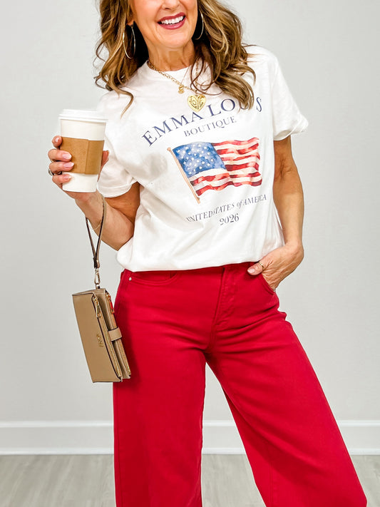 Emma Lou's Boutique Flag 2026 Graphic Tee