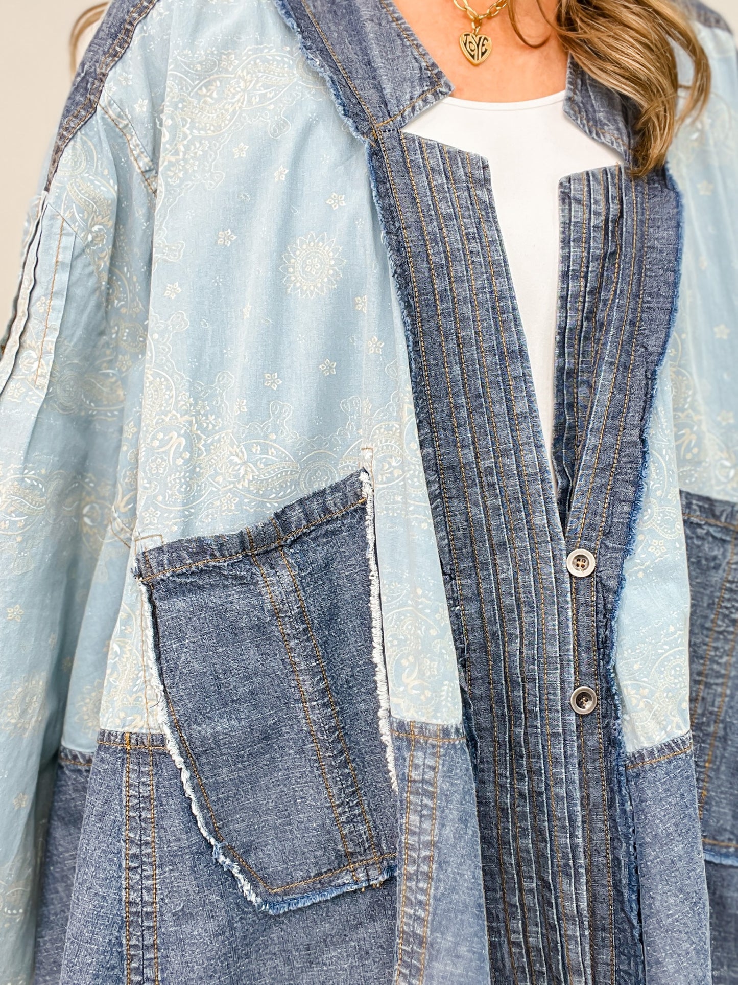 Long Sleeve Over Sized Vintage Wash Jacket