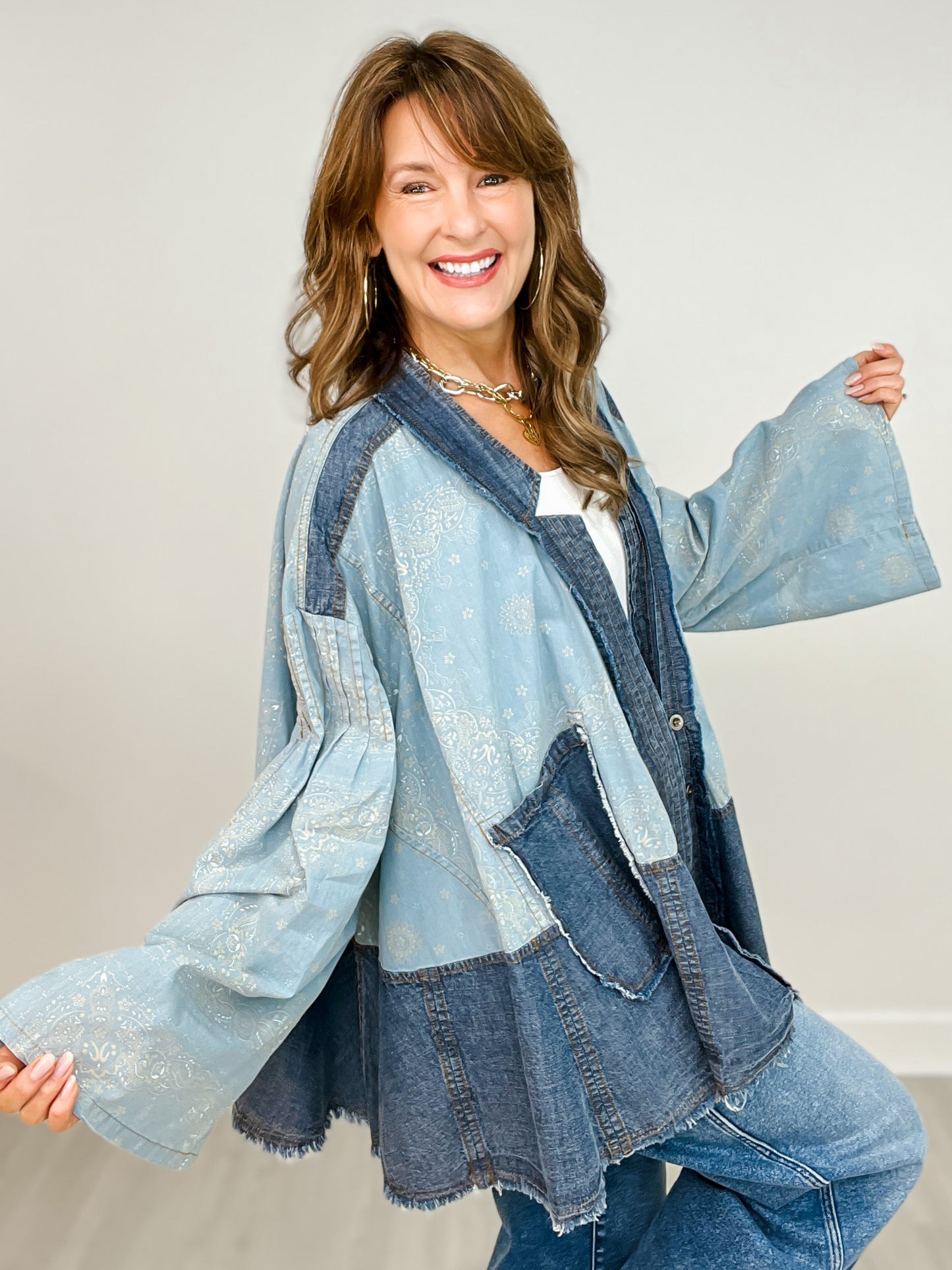 Long Sleeve Over Sized Vintage Wash Jacket