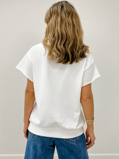 USA Short Sleeve Sweatshirt With V-Neck