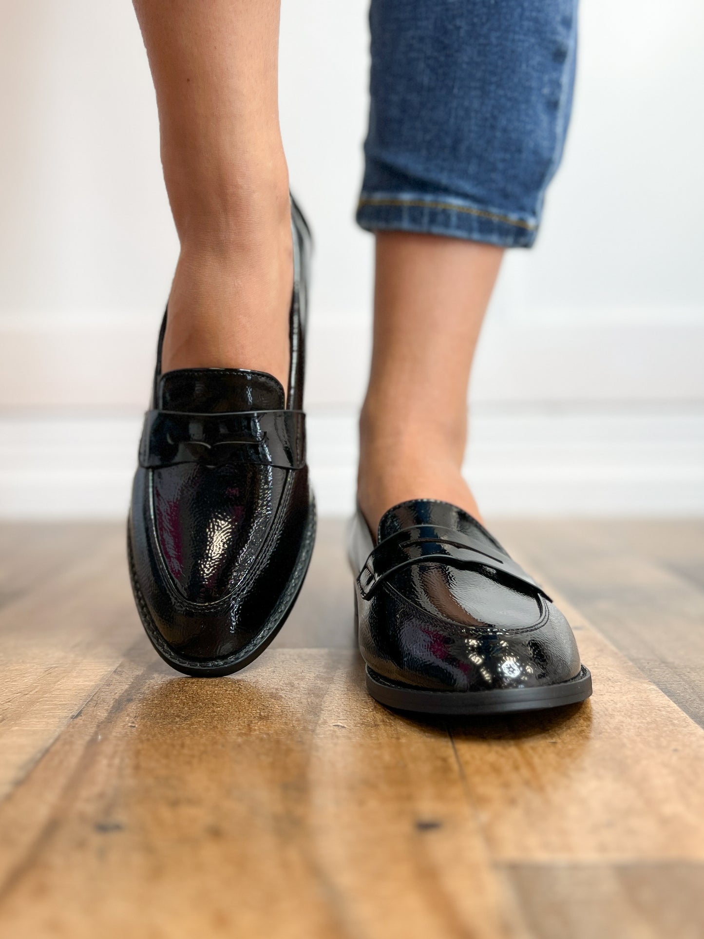 Corkys Hey Pumpkin Loafer Shoes in Black Patent