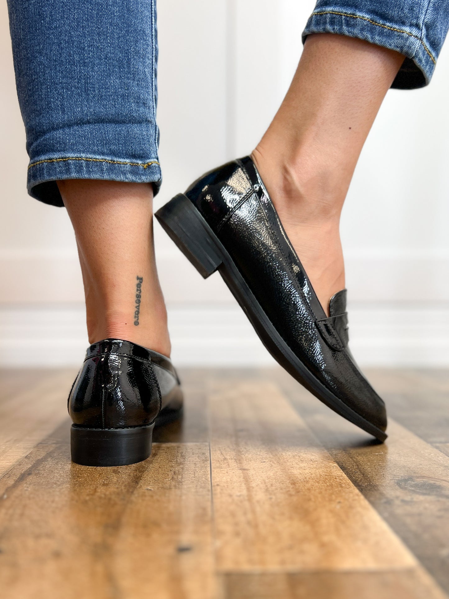 Corkys Hey Pumpkin Loafer Shoes in Black Patent