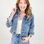 Cropped Denim Jacket with Asymmetric Seam