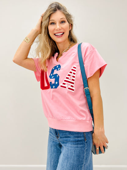 USA Embroidery Logo French Terry Top