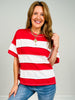 French Terry Striped Exposed Seam Top