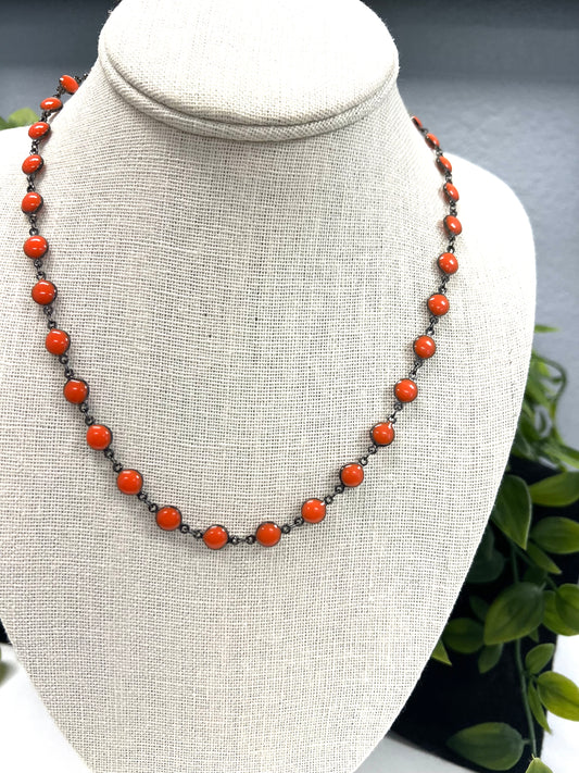 Elise Necklace Enamel Dots Orange