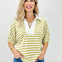 Striped Pullover Top With A Popover Collar And Relaxed Short Sleeves