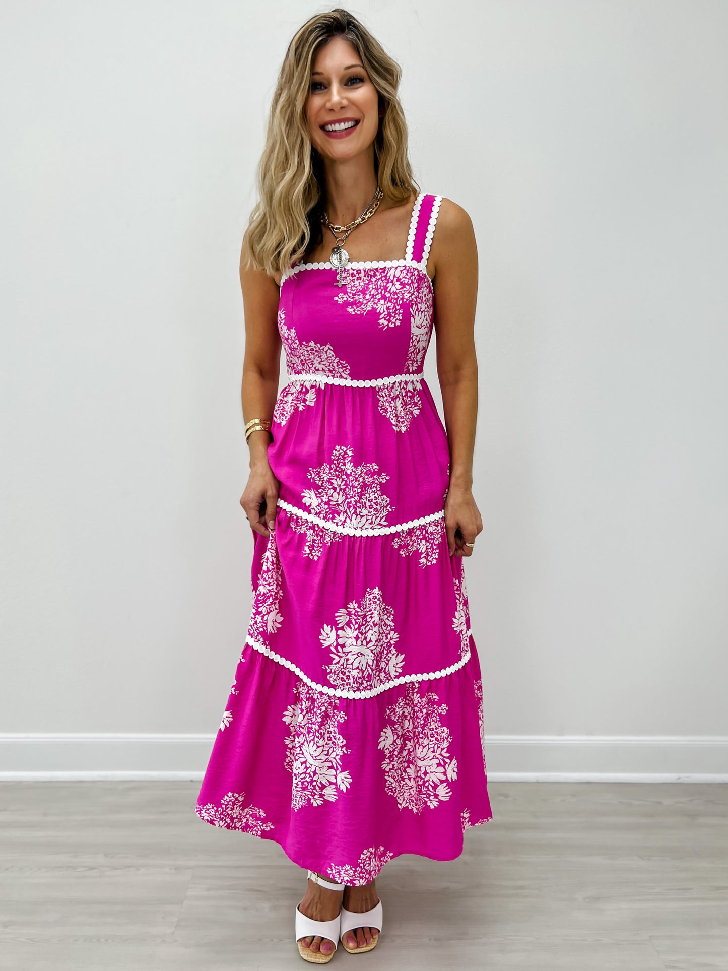 Sleeveless Strappy Tiered Midi Dress