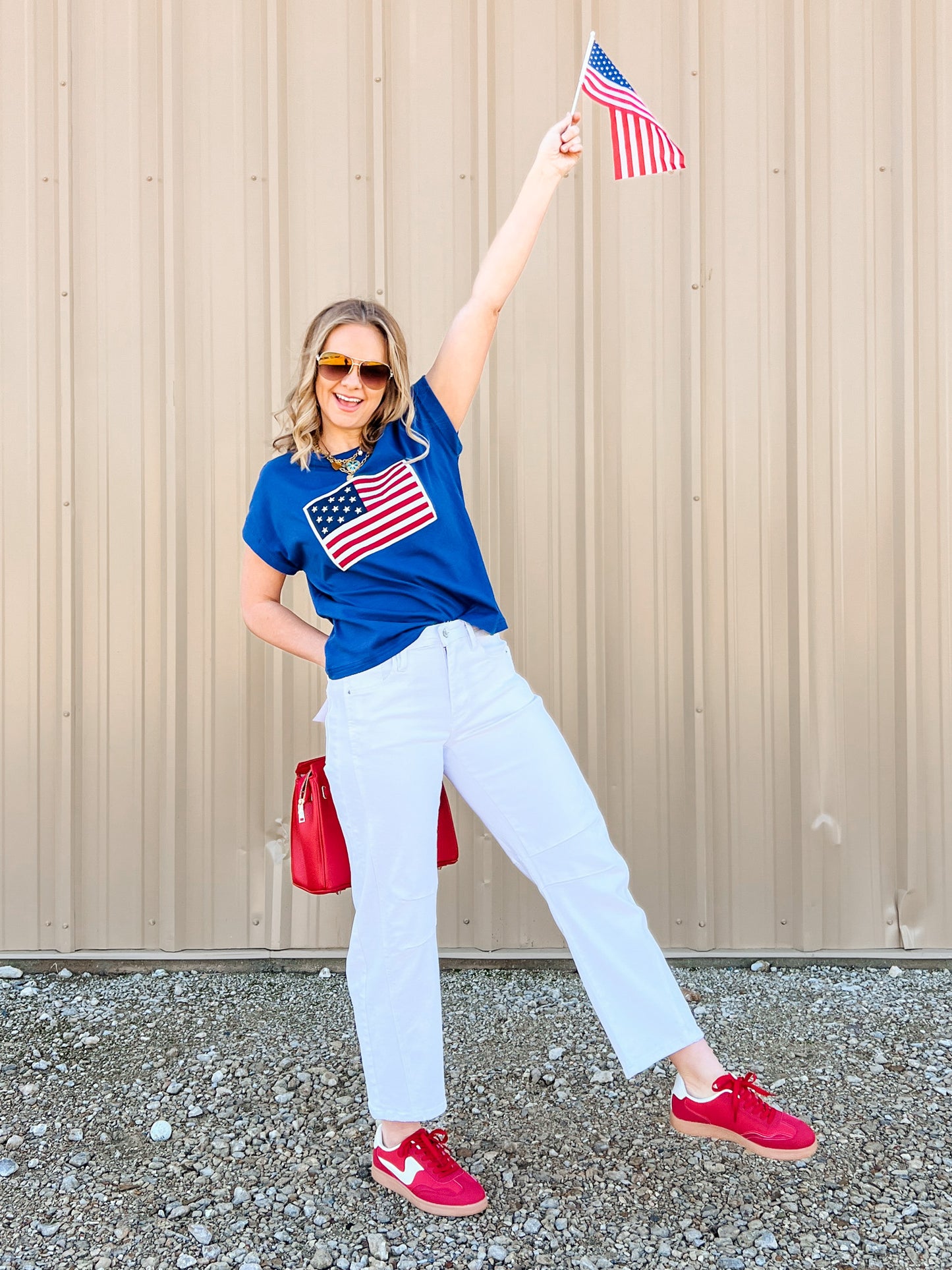 Short Sleeve American Flag Top