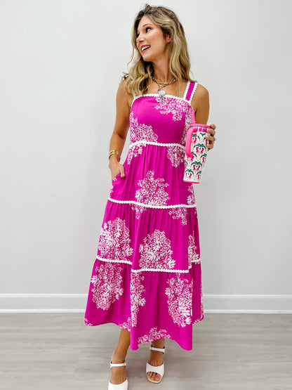 Sleeveless Strappy Tiered Midi Dress