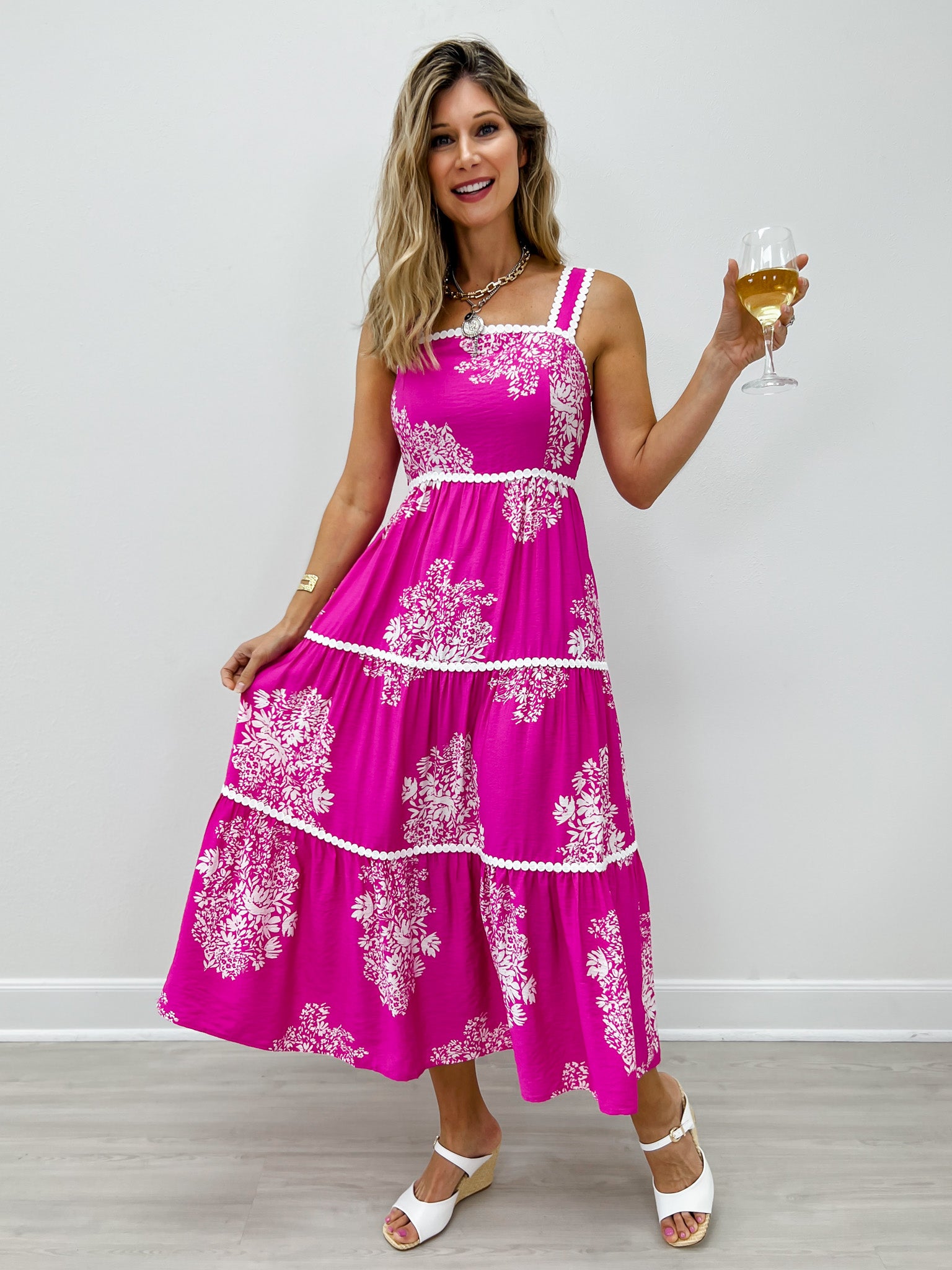Sleeveless Strappy Tiered Midi Dress