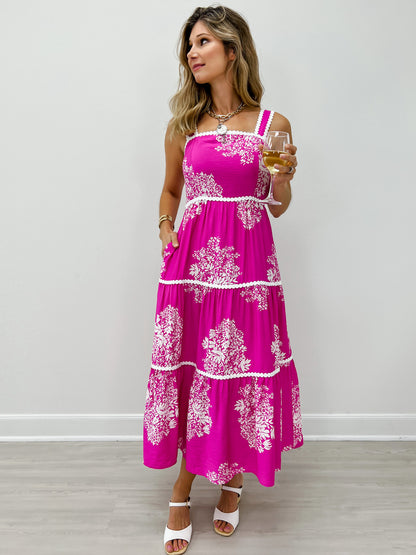 Sleeveless Strappy Tiered Midi Dress