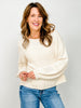 Boatneck Raised Contrast Knit Sweater