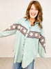 Washed Star Patchwork Button Down Shacket