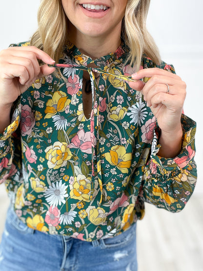 At Last Floral Chiffon Long Poet Sleeves Top