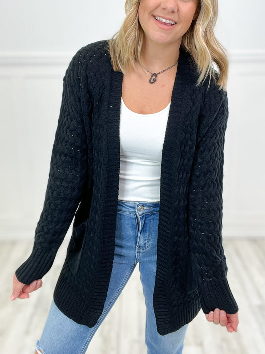 Treasure Textured Open Front Knit Cardigan Sweater Top