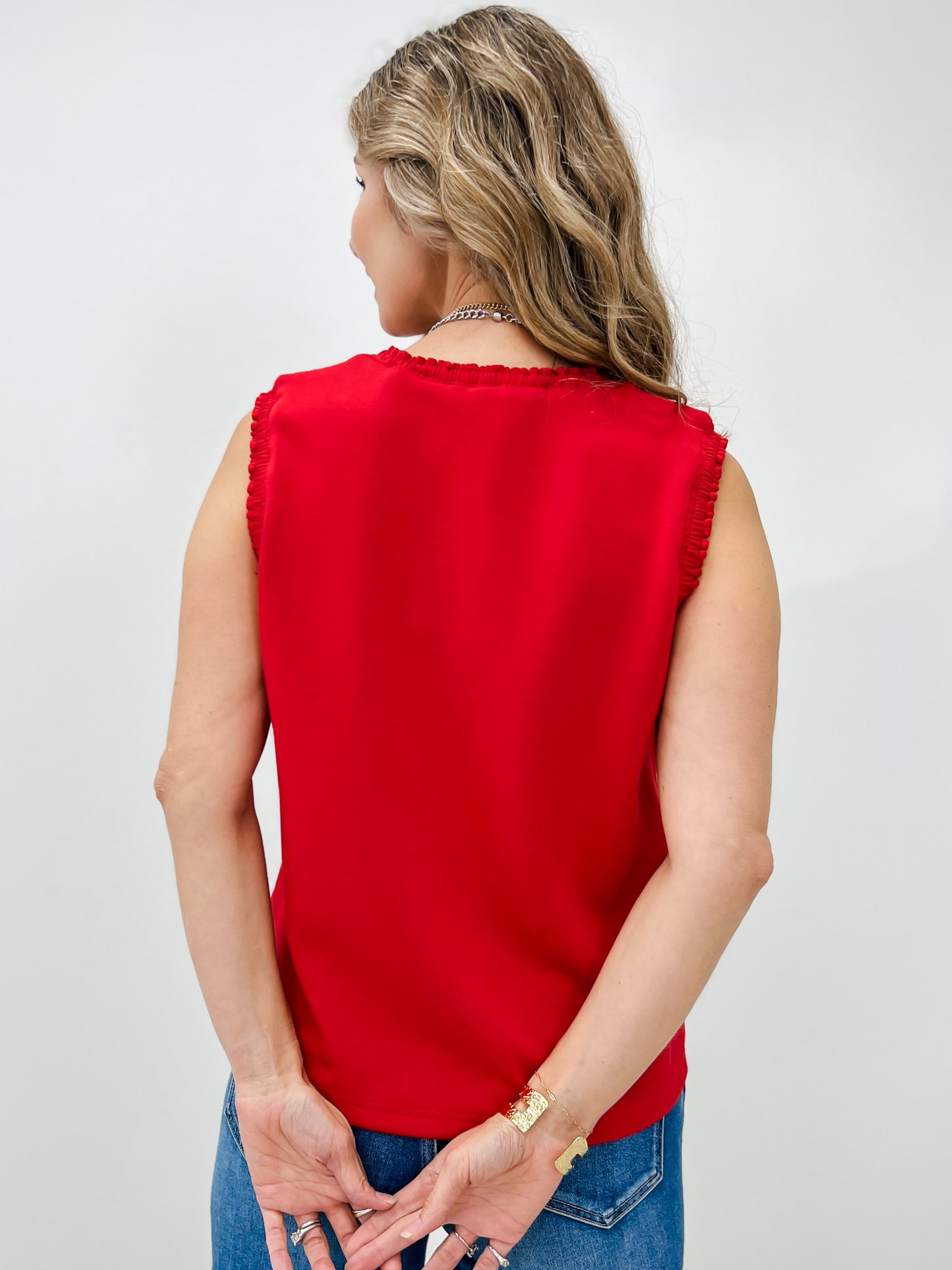 Smocked Edge Sleeveless Tank Top